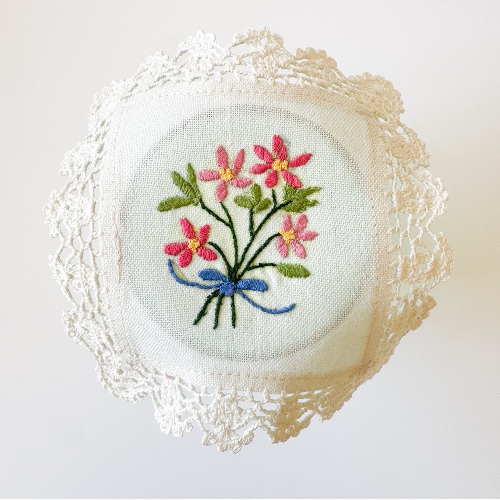 Floral Handmade Embroidered Lace Doily‎